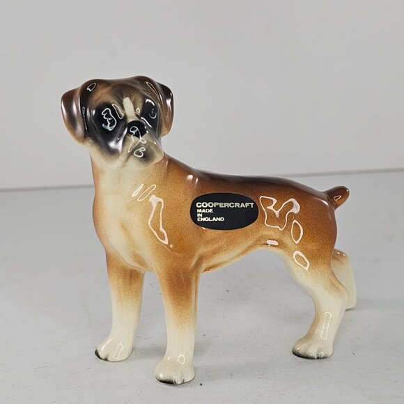 Coopercraft Boxer Dog Figurine Ceramic Made In England Vintage Collectible 4" - Picture 2 of 8
